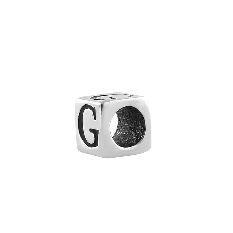 Sterling Silver 4.5mm Letter G Cube Pendant