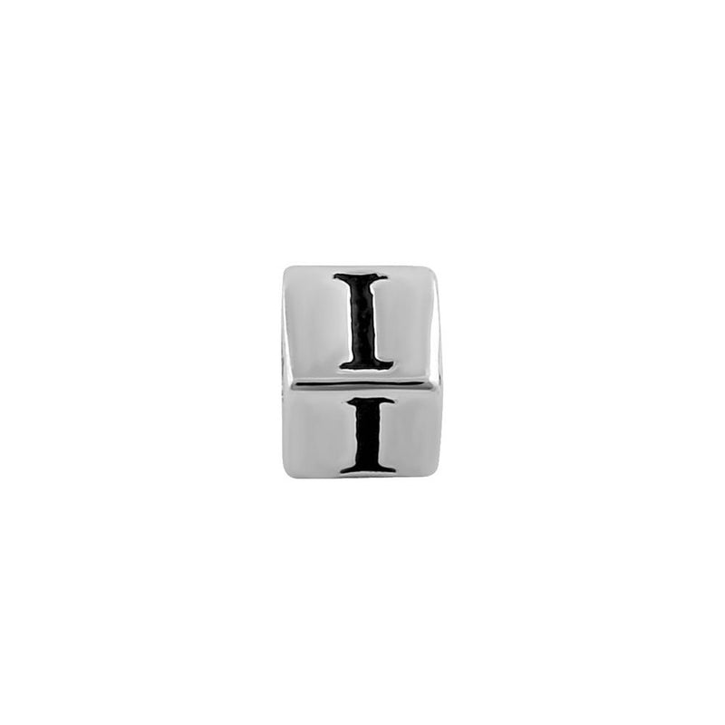 Sterling Silver 4.5mm Letter I Cube Pendant