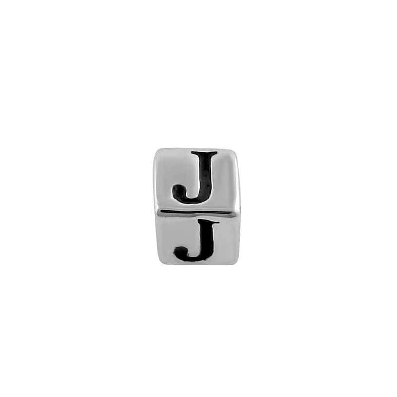 Sterling Silver 4.5mm Letter J Cube Pendant