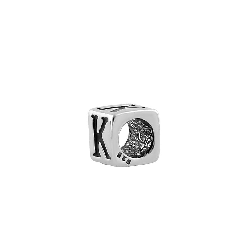 Sterling Silver 4.5mm Letter K Cube Pendant