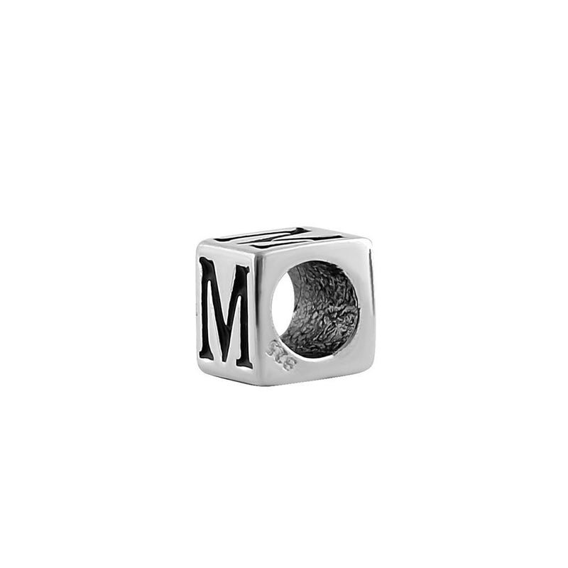 Sterling Silver 4.5mm Letter M Cube Pendant