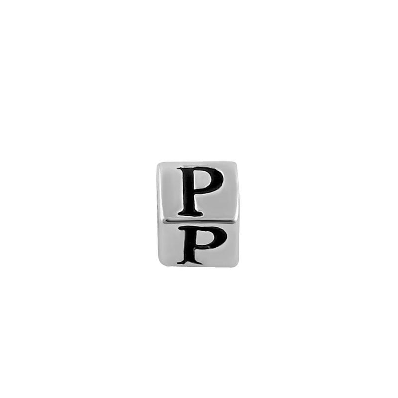 Sterling Silver 4.5mm Letter P Cube Pendant