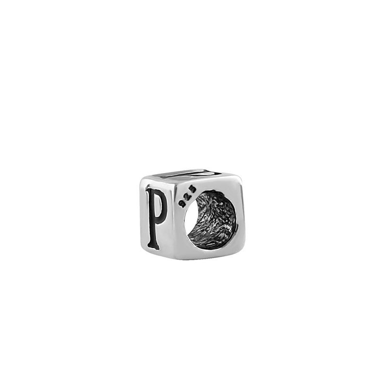 Sterling Silver 4.5mm Letter P Cube Pendant