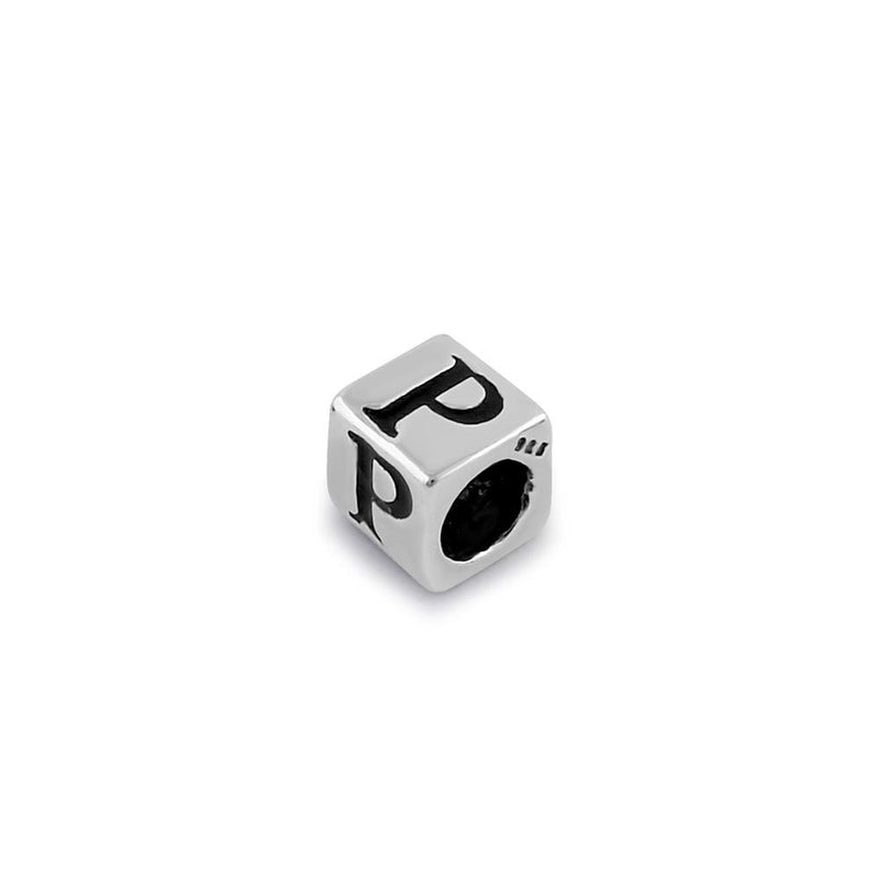 Sterling Silver 4.5mm Letter P Cube Pendant