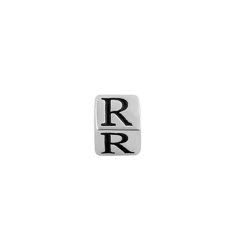 Sterling Silver 4.5mm Letter R Cube Pendant