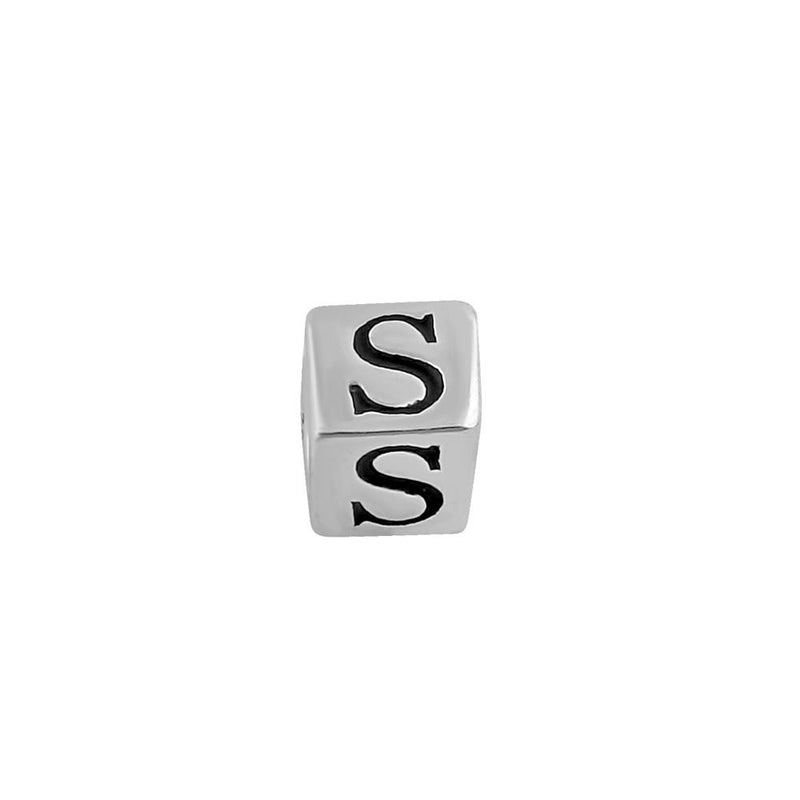 Sterling Silver 4.5mm Letter S Cube Pendant