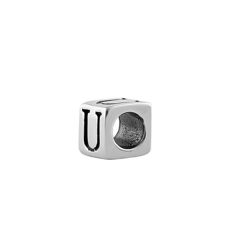 Sterling Silver 4.5mm Letter U Cube Pendant