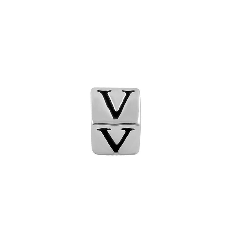 Sterling Silver 4.5mm Letter V Cube Pendant