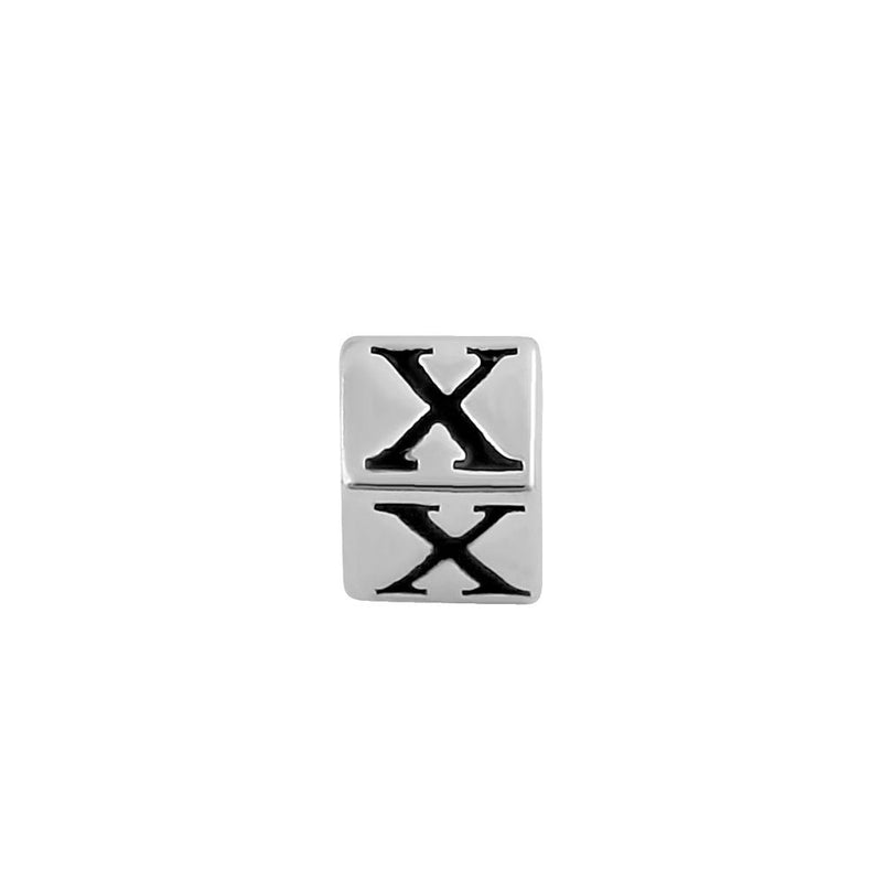 Sterling Silver 4.5mm Letter X Cube Pendant