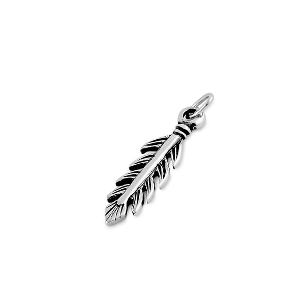 Sterling Silver Oxidized Feather Arrow Pendant