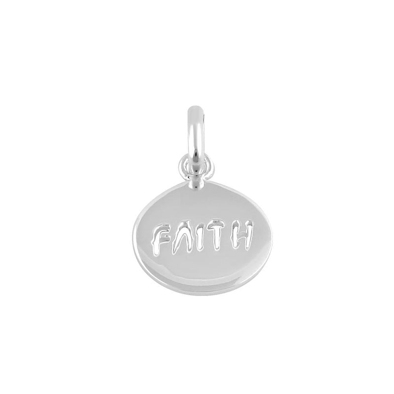 Sterling Silver Round Faith Pendant