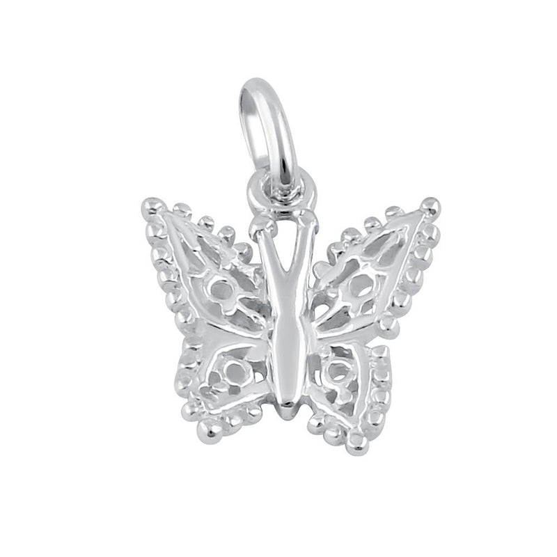 Sterling Silver Beaded Butterfly Pendant