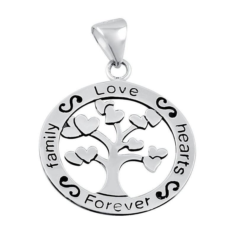 Sterling Silver Family Hearts Love Forever Pendant