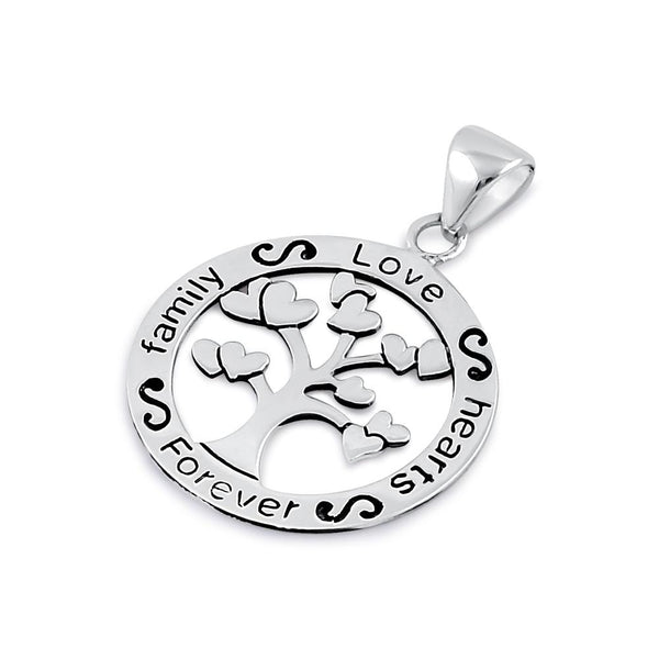 Sterling Silver Family Hearts Love Forever Pendant