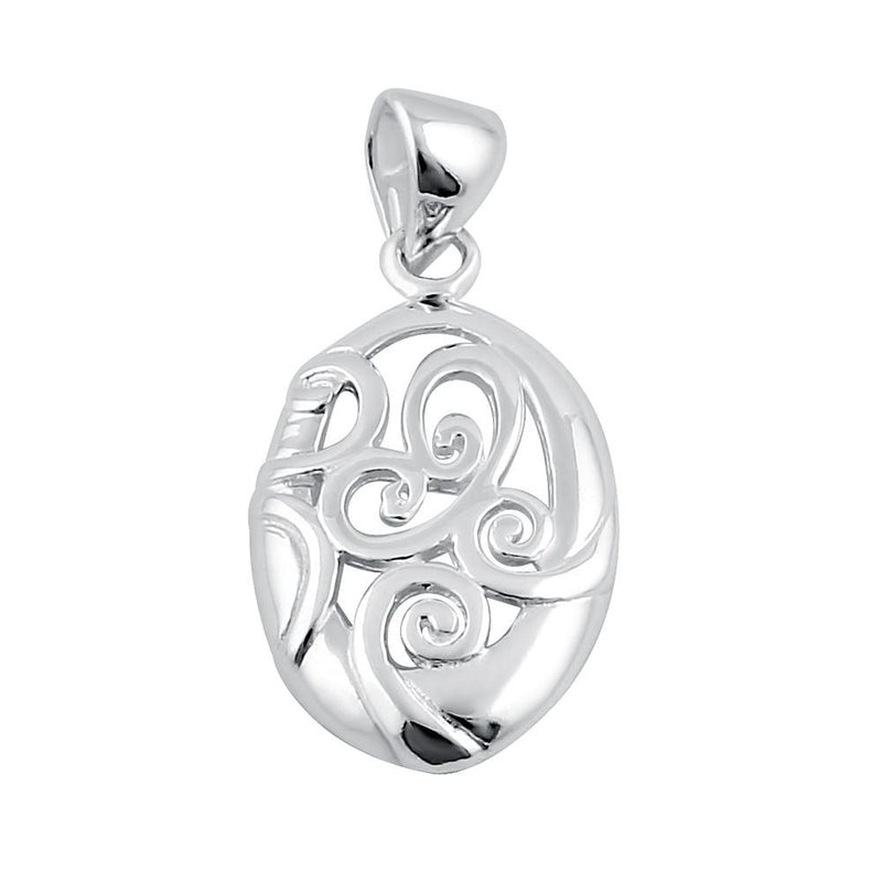 Sterling Silver Oval Filigree Pendant