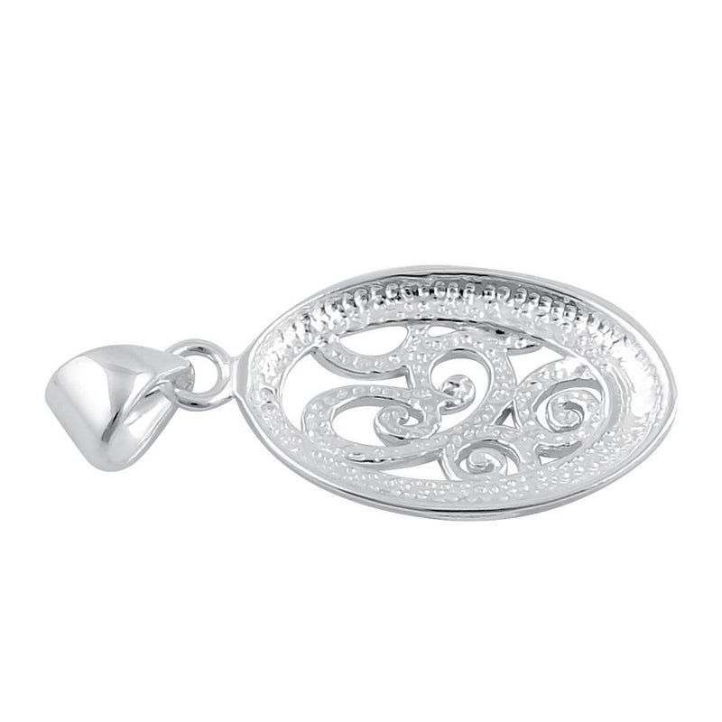 Sterling Silver Oval Filigree Pendant