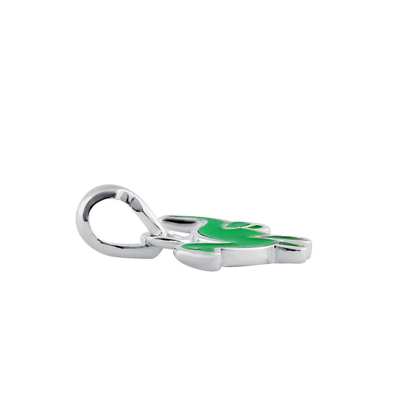 Sterling Silver Green Enamel Dinosaur Pendant