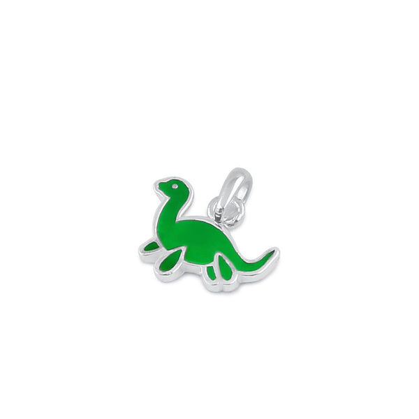 Sterling Silver Green Enamel Dinosaur Pendant