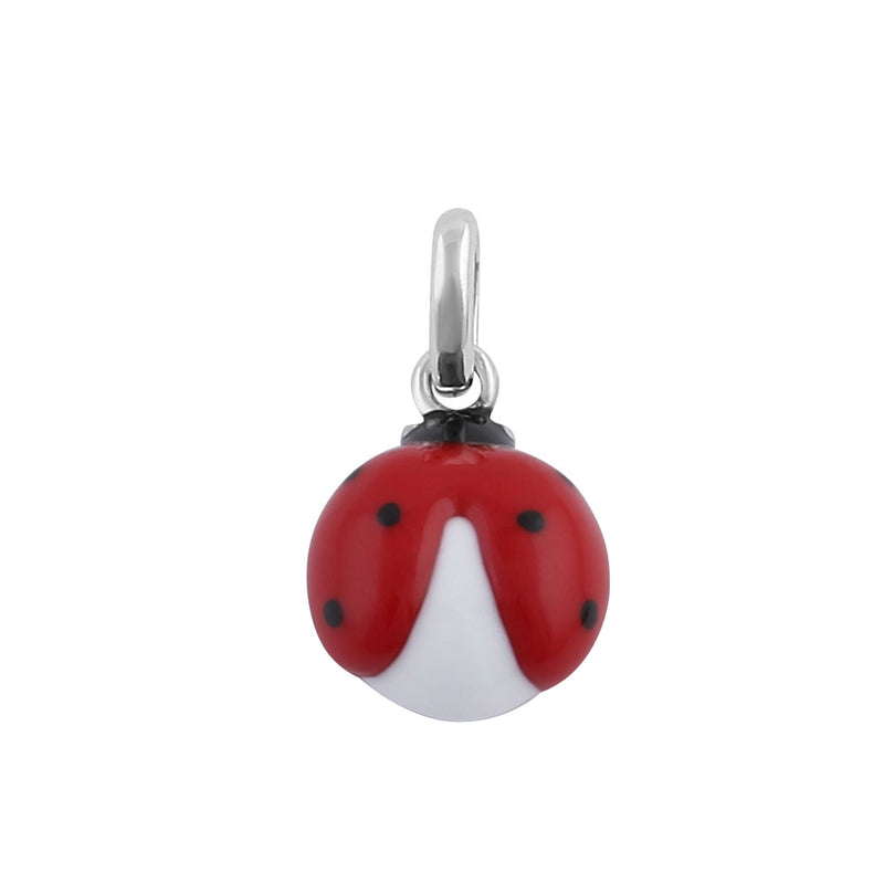 Sterling Silver Hand-Painted Small Ladybug  Pendant