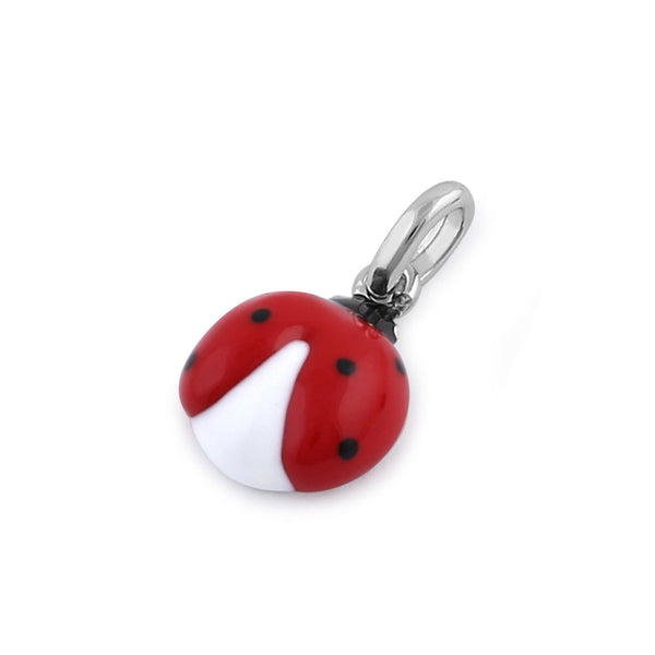 Sterling Silver Hand-Painted Small Ladybug  Pendant