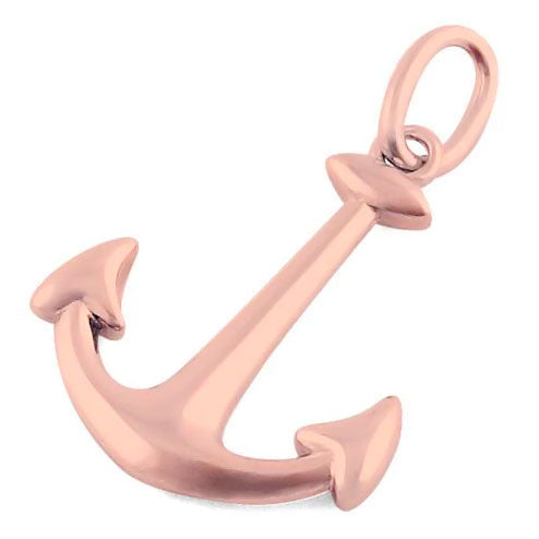 Sterling Silver Rose Gold Plated Anchor Pendant