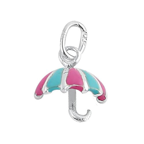 Sterling Silver Multi Color Enamel Umbrella Pendant