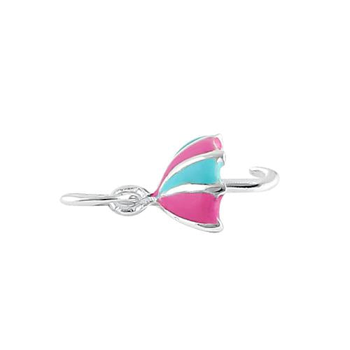 Sterling Silver Multi Color Enamel Umbrella Pendant