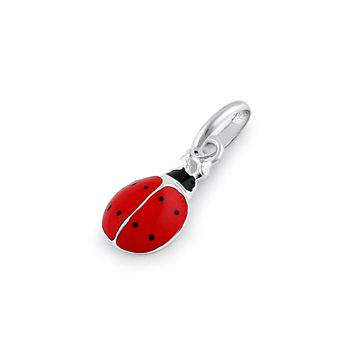 Sterling Silver Red Enamel Ladybug Pendant