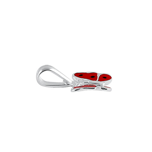 Sterling Silver Red Enamel Butterfly Pendant