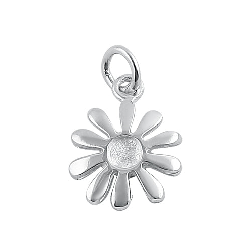 Sterling Silver White and Yellow Enamel Daisy Pendant