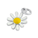 Sterling Silver White and Yellow Enamel Daisy Pendant