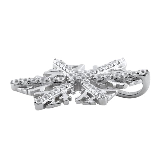 Sterling Silver Winter Snowflake Clear CZ Pendant