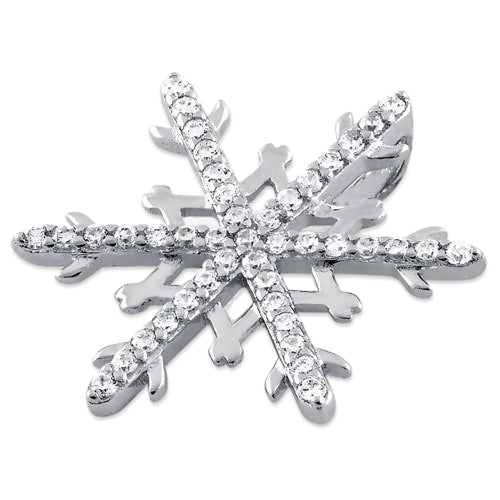 Sterling Silver Unique Snowflake Clear CZ Pendant