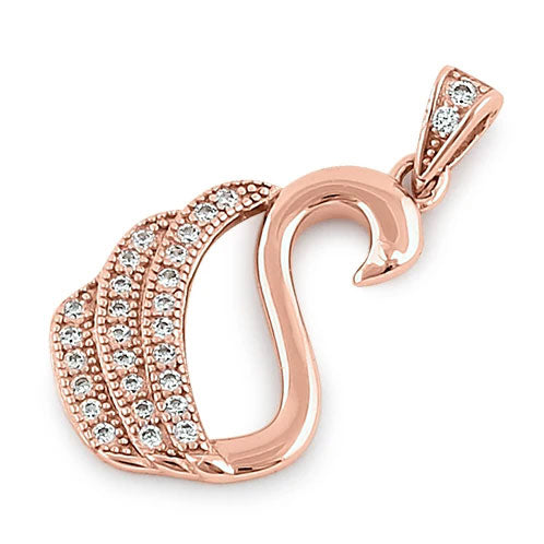 Sterling Silver Rose Gold Plated Swan Clear CZ Pendant