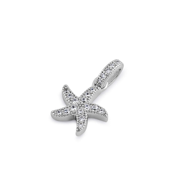 Sterling Silver Starfish Clear CZ Pendant