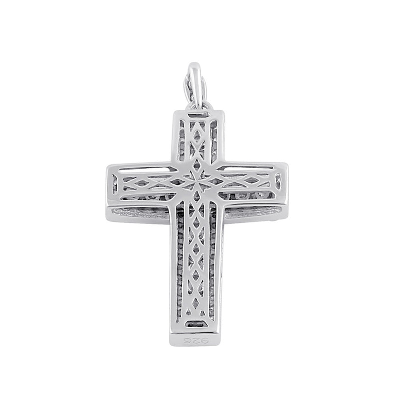 Sterling Silver Clear CZ Large Cross Pendant