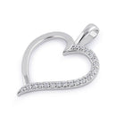 Sterling Silver Half Clear CZ Heart Pendant