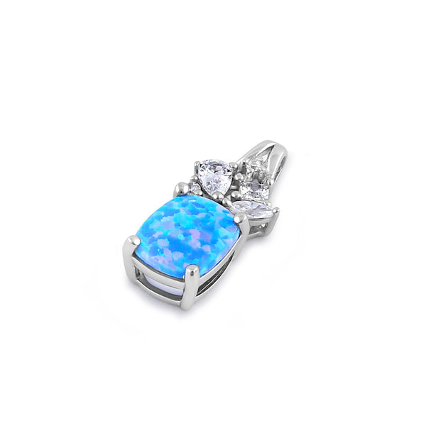 Sterling Silver Elegant Squoval Blue Lavender Lab Opal CZ Pendant