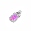 Sterling Silver Elegant Squoval Pink Lab Opal CZ Pendant