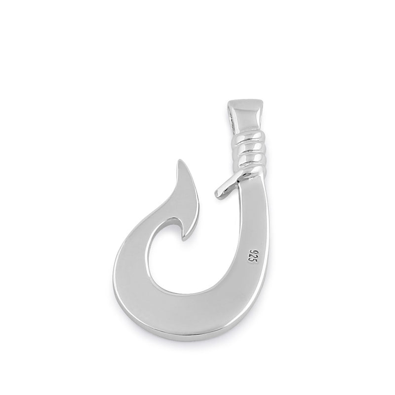 Sterling Silver White Lab Opal Maui Fish Hook Pendant