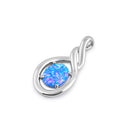 Sterling Silver Blue Lavender Lab Opal Oval Twist Pendant