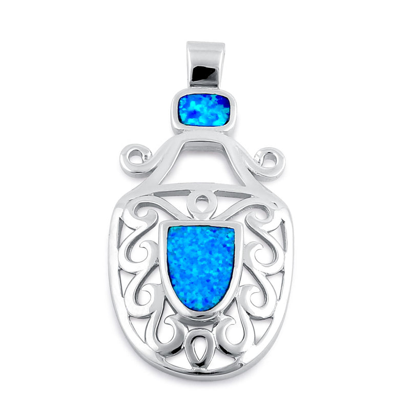 Sterling Silver Blue Lab Opal Mystic Beetle Pendant