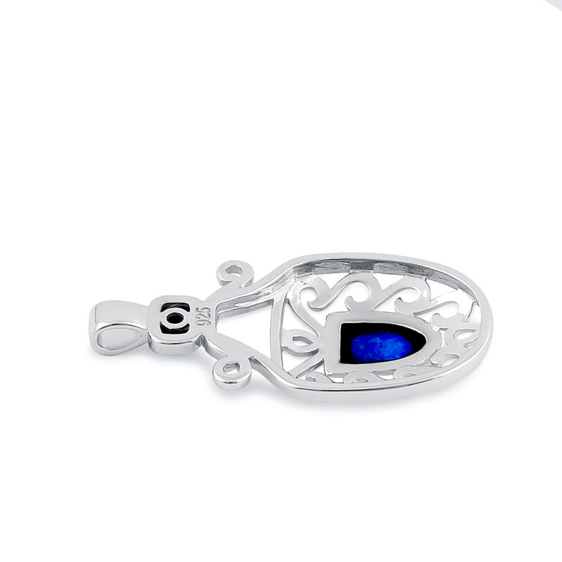 Sterling Silver Blue Lab Opal Mystic Beetle Pendant