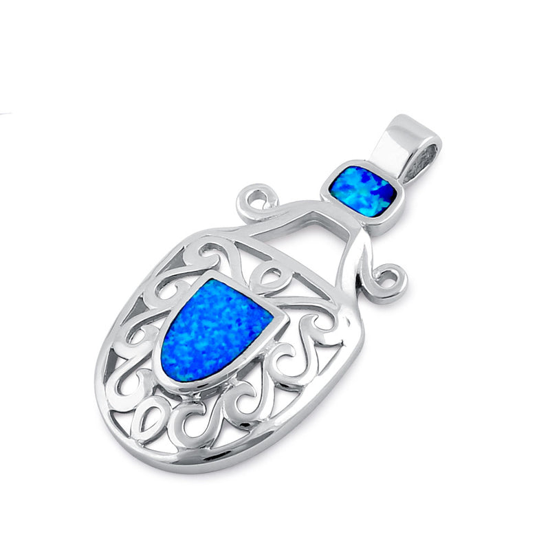 Sterling Silver Blue Lab Opal Mystic Beetle Pendant