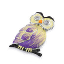 Sterling Silver Hand-Painted Modish Owl with Clear CZ Pendant