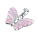 Sterling Silver Pink Butterfly Lab Opal Pendant