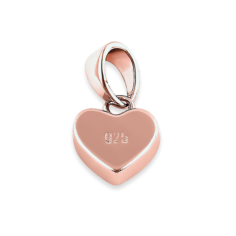 Sterling Silver Rose Gold Plated White Lab Opal Small Heart Pendant