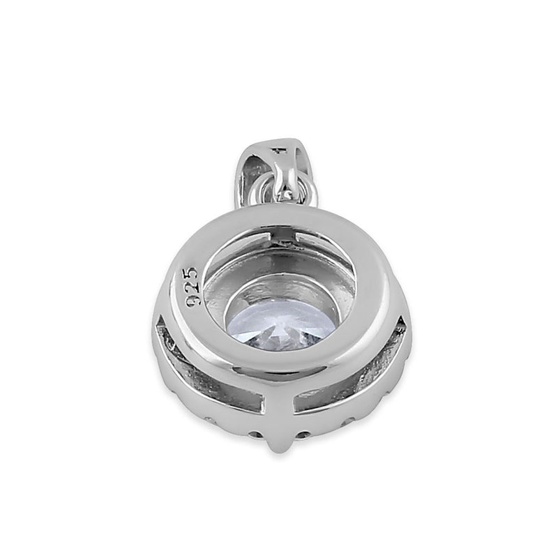 Sterling Silver Round Clear CZ Halo Pendant