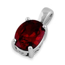 Sterling Silver Oval Garnet CZ Filigree Pendant