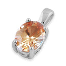 Sterling Silver Oval Champagne CZ Filigree Pendant